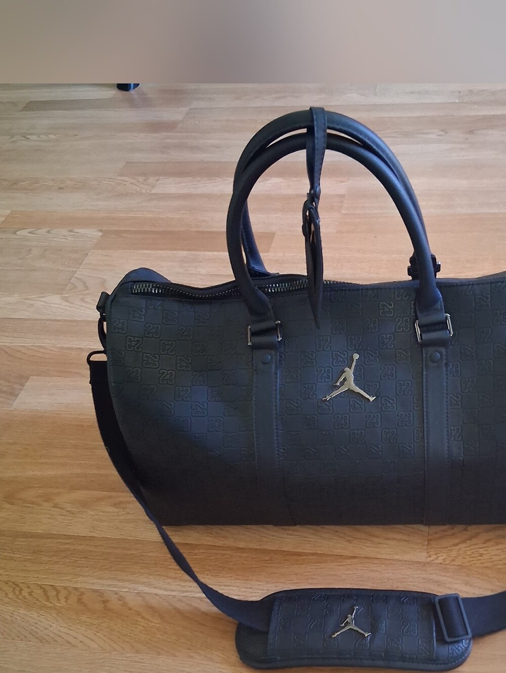 Jordan Black Embossed Travel Duffel with Signature Jumpman
